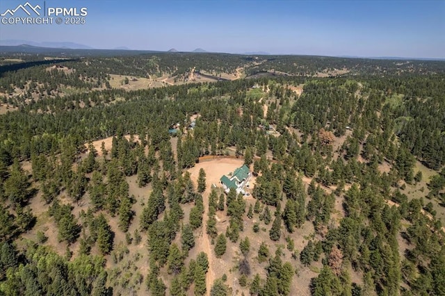 birds eye view of property with a forest view