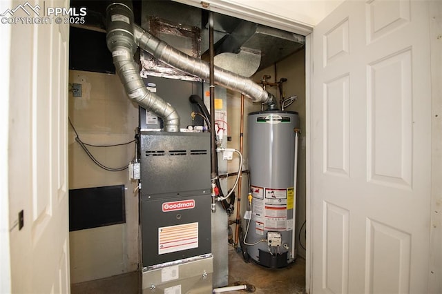 utility room with water heater