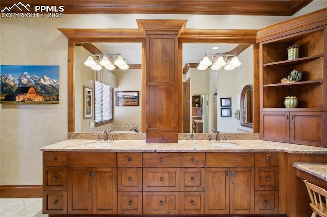 bathroom featuring double vanity and a sink