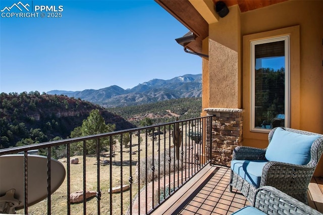 balcony with a mountain view