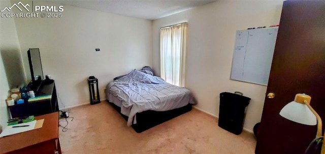 bedroom featuring carpet floors and baseboards