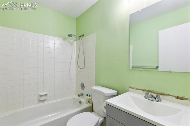 4054 Charleston Dr, Colorado Springs, CO 80916 - bathroom featuring toilet, washtub / shower combination, and vanity