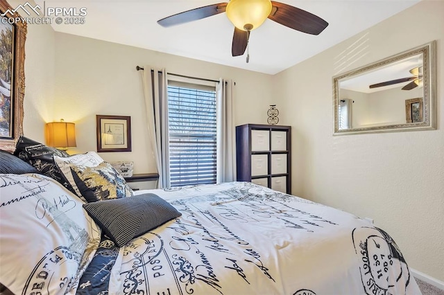 bedroom featuring ceiling fan