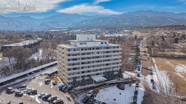 drone / aerial view with a mountain view