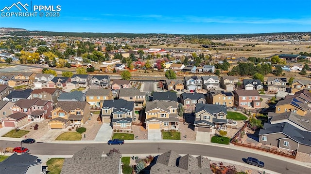 aerial view with a residential view