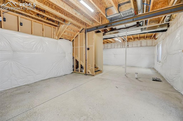 view of unfinished basement