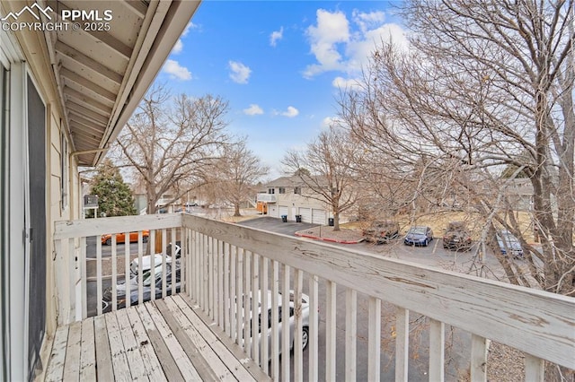 deck with a residential view