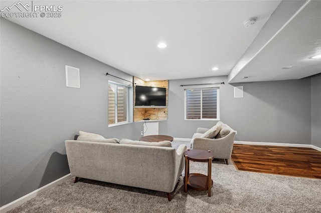 4925 Hawk Meadow Dr, Colorado Springs, CO 80916 - carpeted living room with recessed lighting and baseboards