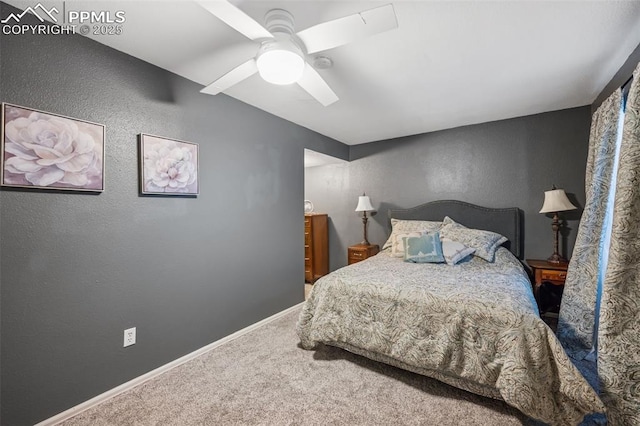 4925 Hawk Meadow Dr, Colorado Springs, CO 80916 - bedroom with a ceiling fan, carpet flooring, a textured wall, and baseboards
