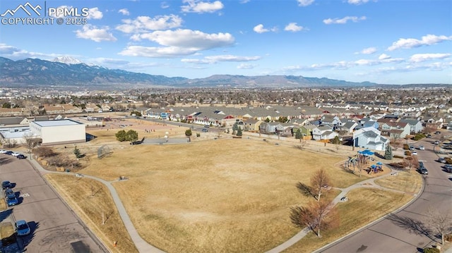 4925 Hawk Meadow Dr, Colorado Springs, CO 80916 - birds eye view of property featuring a mountain view and a residential view