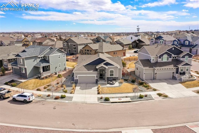 bird's eye view with a residential view