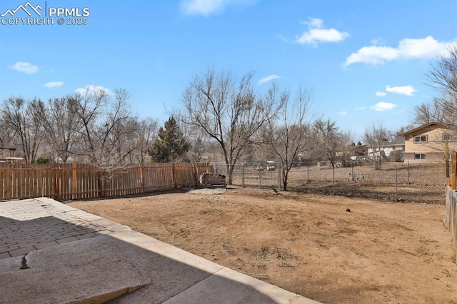 view of yard with a patio area and a fenced backyard