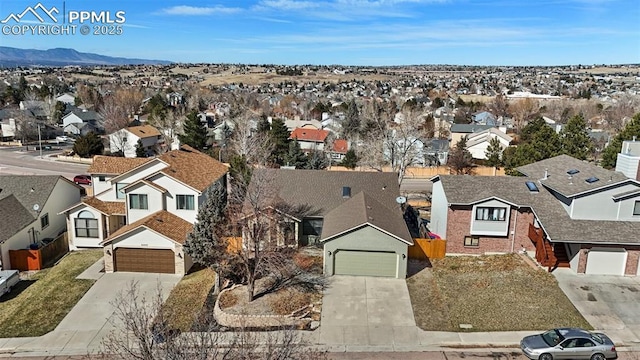 birds eye view of property with a residential view