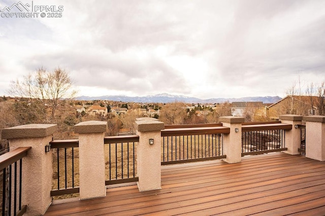 deck featuring a mountain view