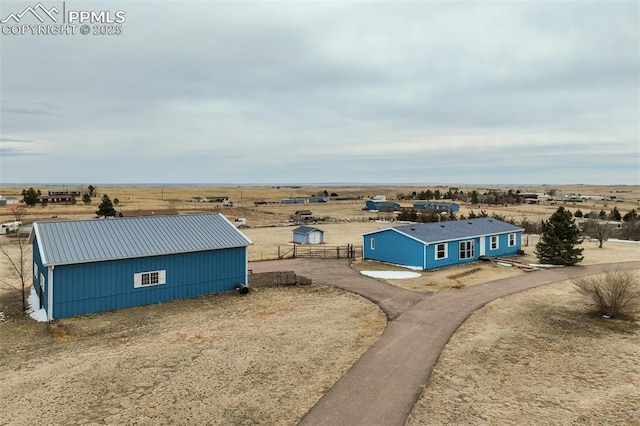 bird's eye view with a rural view