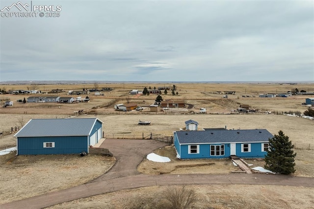 bird's eye view with a rural view