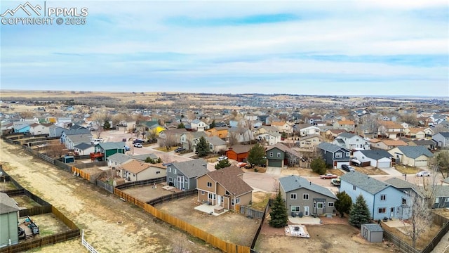 bird's eye view with a residential view