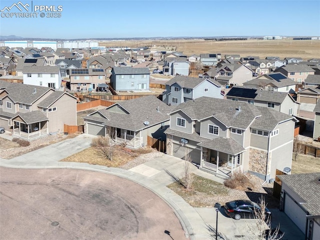 drone / aerial view with a residential view