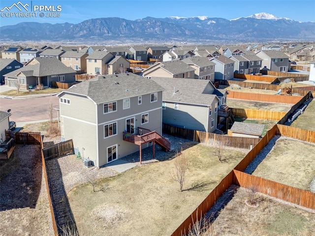 aerial view with a residential view and a mountain view