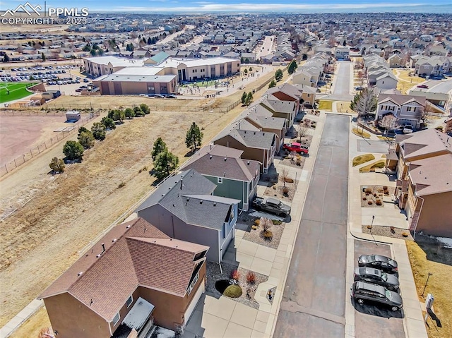 drone / aerial view with a residential view