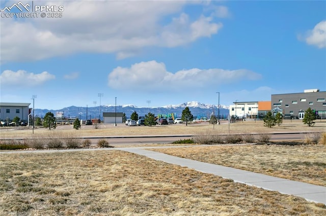 view of yard with a mountain view