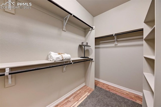 walk in closet featuring light wood-style flooring