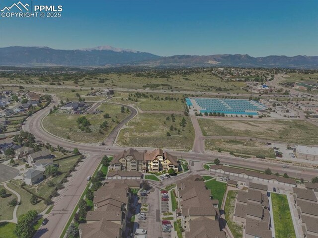 aerial view featuring a mountain view