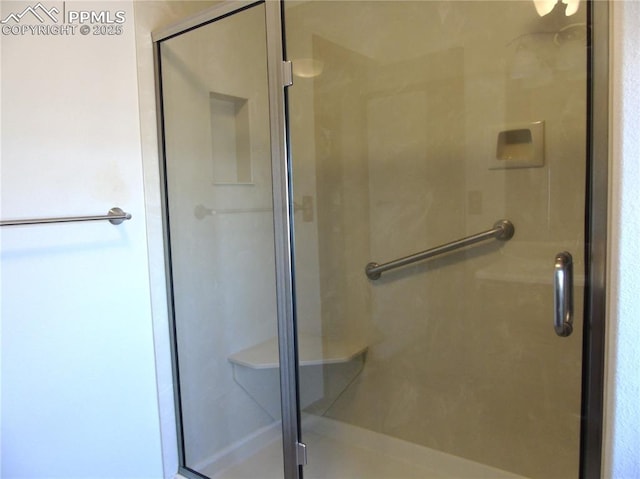 bathroom with a shower stall