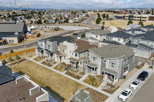 bird's eye view with a residential view