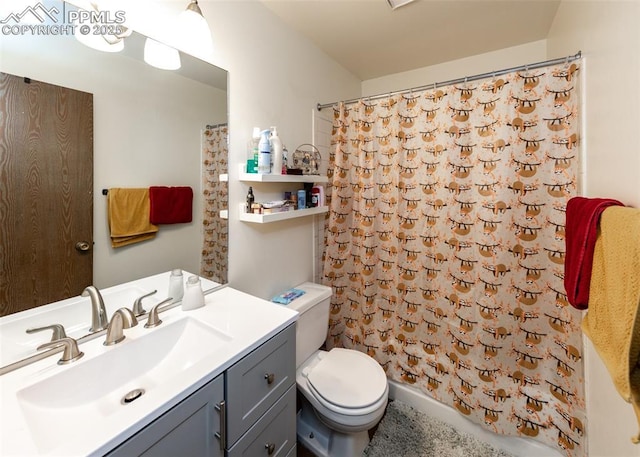 997 Magnolia St, Colorado Springs, CO 80907 - bathroom with vanity, a shower with shower curtain, and toilet