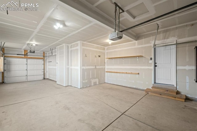 garage with a garage door opener