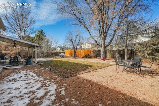 view of yard with a patio area and a fenced backyard