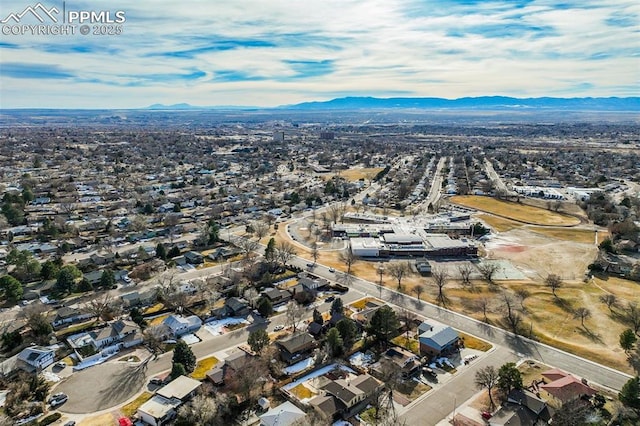 aerial view with a residential view and a mountain view