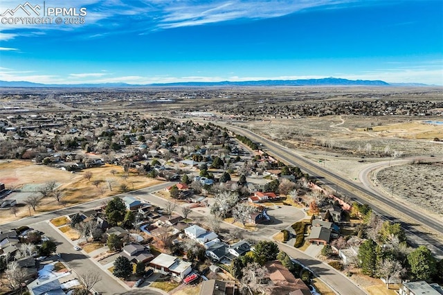 aerial view with a residential view and a mountain view