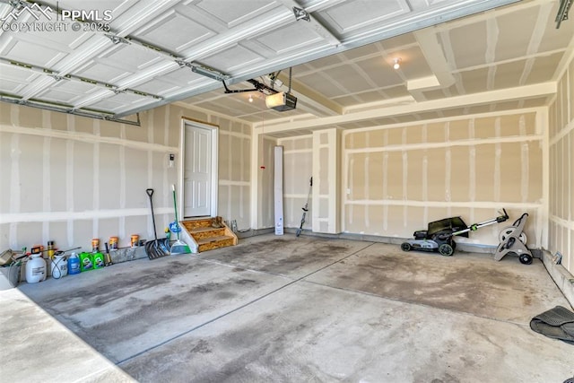 garage with a garage door opener