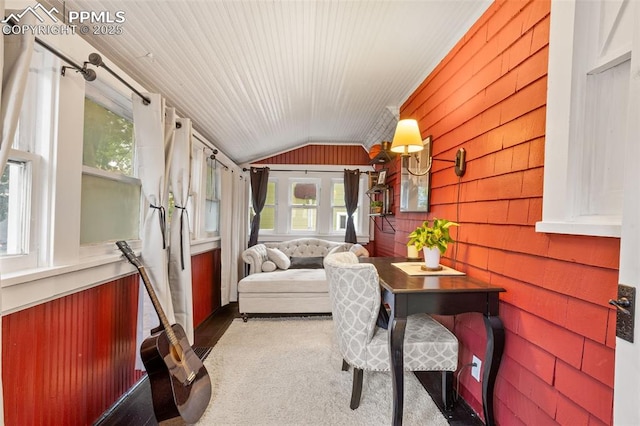 sunroom with lofted ceiling