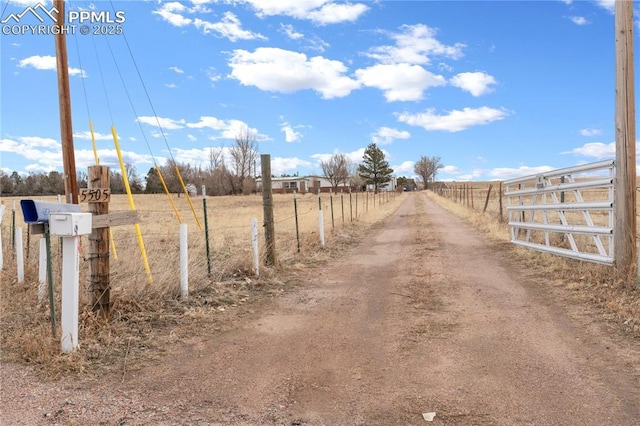 view of street featuring a rural view