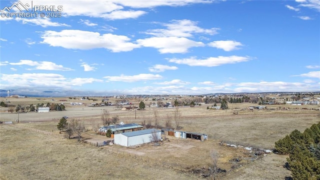 bird's eye view with a rural view