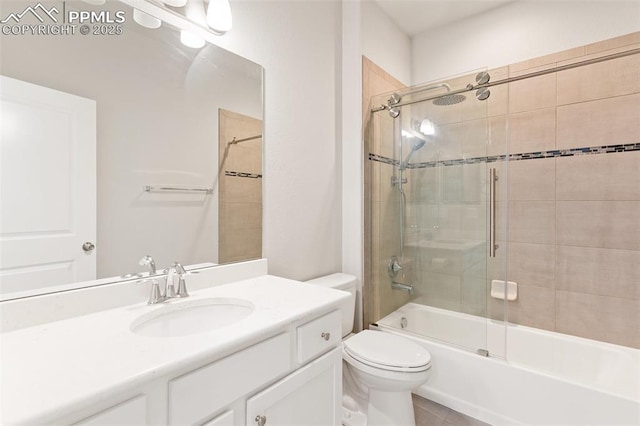 bathroom with  shower combination, vanity, and toilet