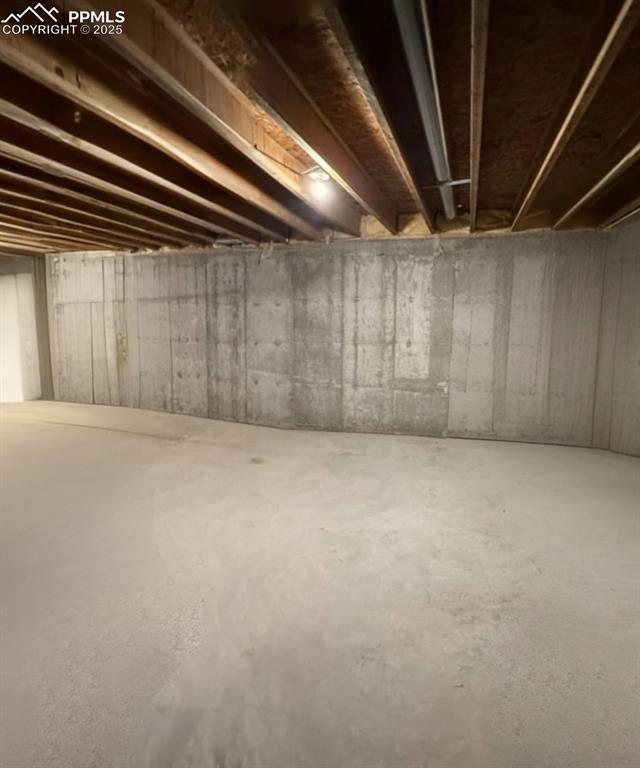 view of unfinished basement