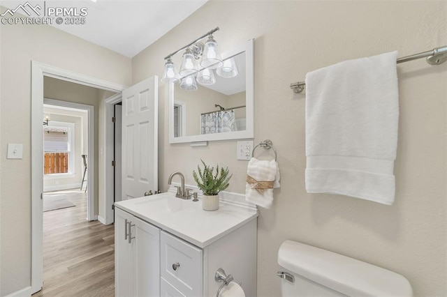 909 E 10th St, Pueblo, CO 81001 - bathroom featuring vanity, wood finished floors, and toilet