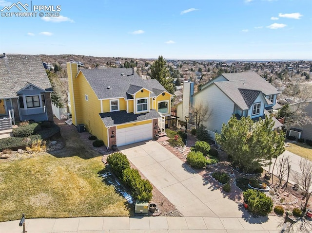 bird's eye view with a residential view