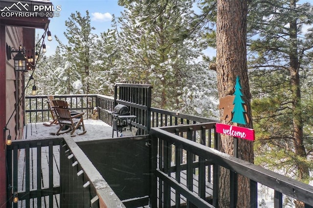 deck featuring area for grilling