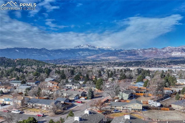 property view of mountains featuring a residential view