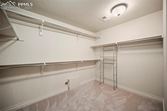 spacious closet with carpet and visible vents