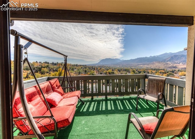 balcony with a mountain view