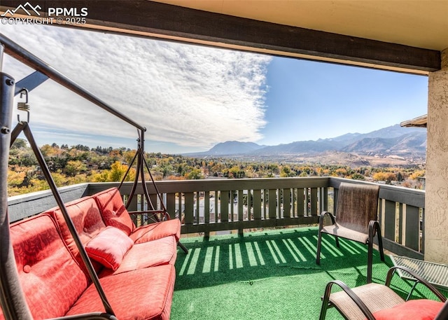 balcony with a mountain view