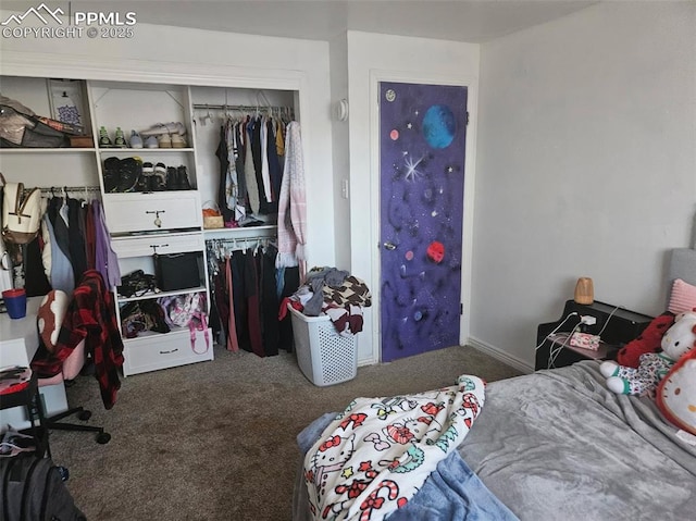 carpeted bedroom featuring a closet