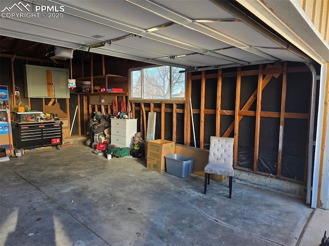 garage with a garage door opener