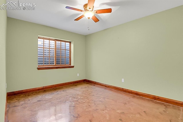14060 Black Forest Rd, Colorado Springs, CO 80908 - unfurnished room featuring unfinished concrete floors, baseboards, and ceiling fan
